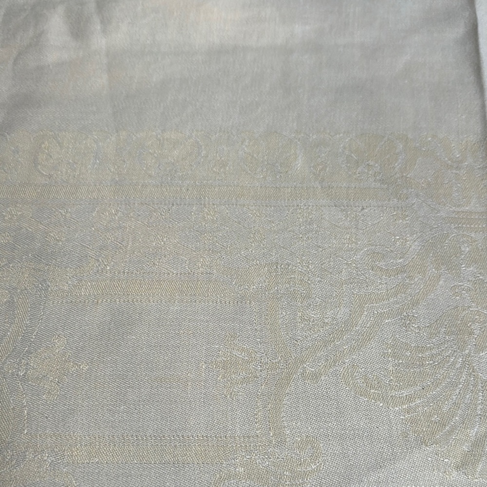 Vintage French Linen jacquard Tablecloth light yellow 60x108